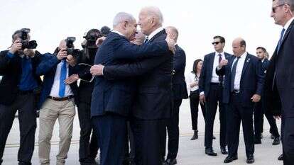 ביידן בביקור הזדהות בישראל לאחר פרוץ המלחמה, אוקטובר 2023. | איי.אף.פי