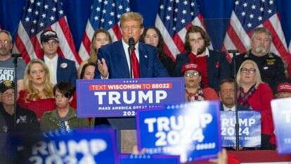 טראמפ נואם במהלך עצרת בגרין ביי, ויסקונסין, ארה"ב בתחילת החודש. | EPA
