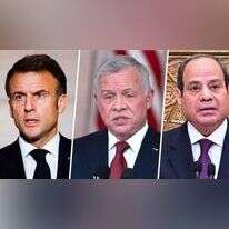 א-סיסי, עבדאללה ומקרון. צילומים: AFP, EPA