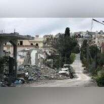 הכפר עיתא א-שעב בדרום לבנון אחרי תקיפות צה"ל. | AFP