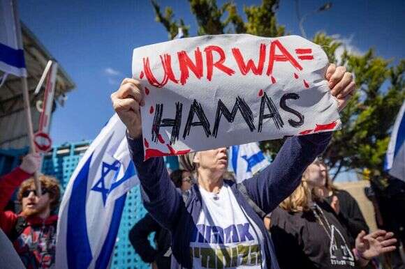 Manifestation devant les bureaux de l'UNRWA à Jérusalem | Jonathan Zindel, Flash 90
