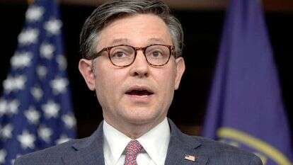 יו"ר בית הנבחרים האמריקני, מייק ג'ונסון. | Mariam Zuhaib, AP יו"ר בית הנבחרים האמריקני, מייק ג'ונסון. | Mariam Zuhaib, AP