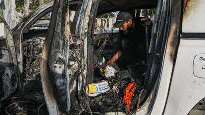 כלי הרכב של ארגון הסיוע WCK שהותקף בעזה, בשבוע שעבר. | אי.פי.איי