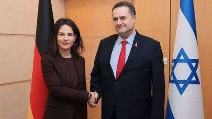 שר החוץ ישראל כ"ץ ומקבילתו הגרמנית אנאלנה ברבוק, היום. | סיון שחור, לע"מ