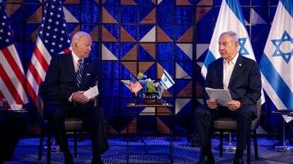 נתניהו וביידן בתל־אביב באוקטובר, אחרי פרוץ מלחמת חרבות ברזל. | מרים אלסטר - פלאש 90