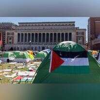 מאהל המחאה האנטי-ישראלית באוניברסיטת קולומביה. | EPA