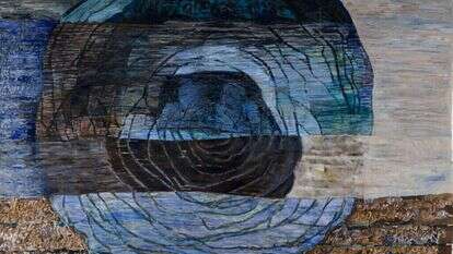 רינה בובראוגלו, "אולפת ואני בוואדי שיח", טכניקה מעורבת על נייר, 2022 . | יגאל פרדו