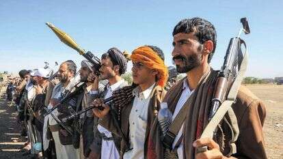 צעדה חות'ית בצנעא נגד ארה"ב וישראל, בינואר. | אי.פי.איי