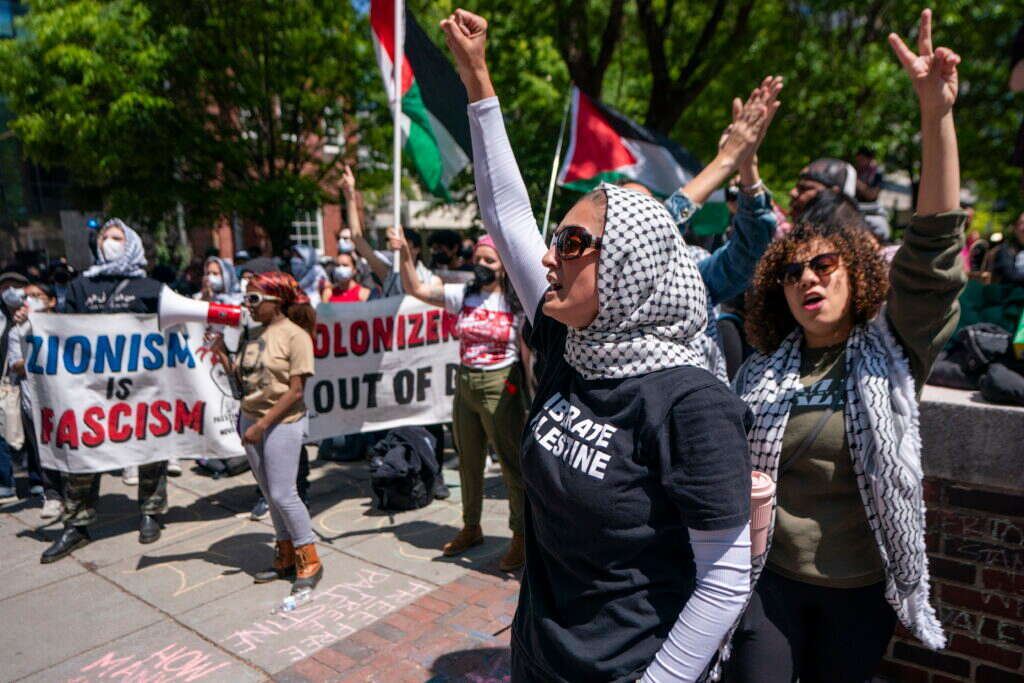 סטודנטים בהפגנה אנטי-ישראלית בוושינגטון די. סי. | EPA/SHAWN THEW