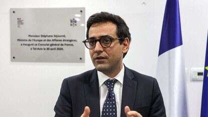 שר החוץ הצרפתי סטפן סזו'רנה במהלך ביקור בישראל. | AFP