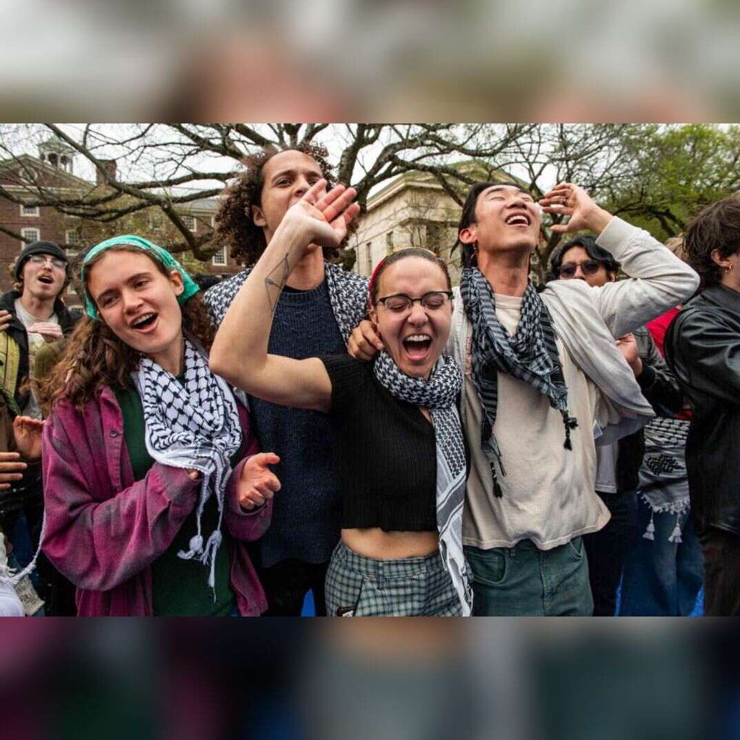 סטודנטים אנטי-ישראלים באוניברסיטת בראון. | Joseph Prezioso / AFP