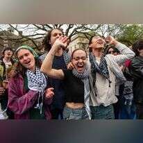 סטודנטים אנטי-ישראלים באוניברסיטת בראון. | Joseph Prezioso / AFP