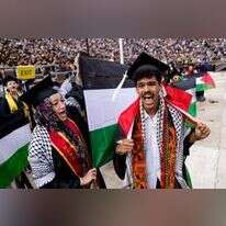 מפגינים נגד ישראל באוניברסיטת מישיגן. | AFP