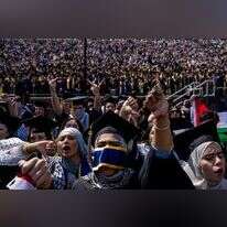 מפגינים נגד ישראל באוניברסיטת מישיגן. | AFP