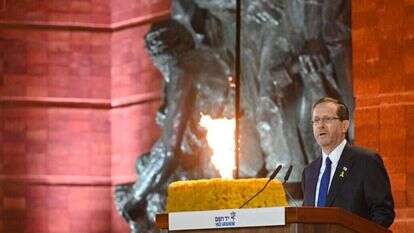 נשיא המדינה יצחק הרצוג בטקס יום השואה הממלכתי ביד ושם. | קובי גדעון/לע״מ