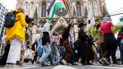 הפגנה אנטי-ישראלית בניו-יורק. | Getty Images via AFP