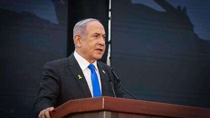 נתניהו נואם בטקס יום הזיכרון, אמש. | Amit Shab פלאש 90