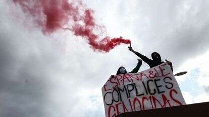 הפגנה נגד ישראל באוניברסיטה במדריד. | AFP