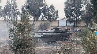 דגם של טנק ששימש את מחבלי חמאס לאימונים, סמוך לרפיח. | דובר צה"ל