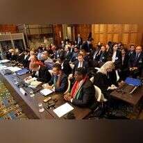 הצוות המשפטי של דרום אפריקה בבית הדין בהאג, היום. | Nick Gammon / AFP