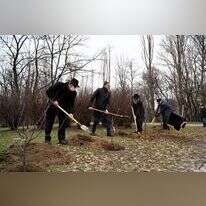 המחבר ובנו נפרדו מ"אלה שאינם יכולים לעלות ארצה". רבה של קייב נוטע עץ באתר באבי יאר ביום השואה הבינלאומי 2021. | איי.אף.פי