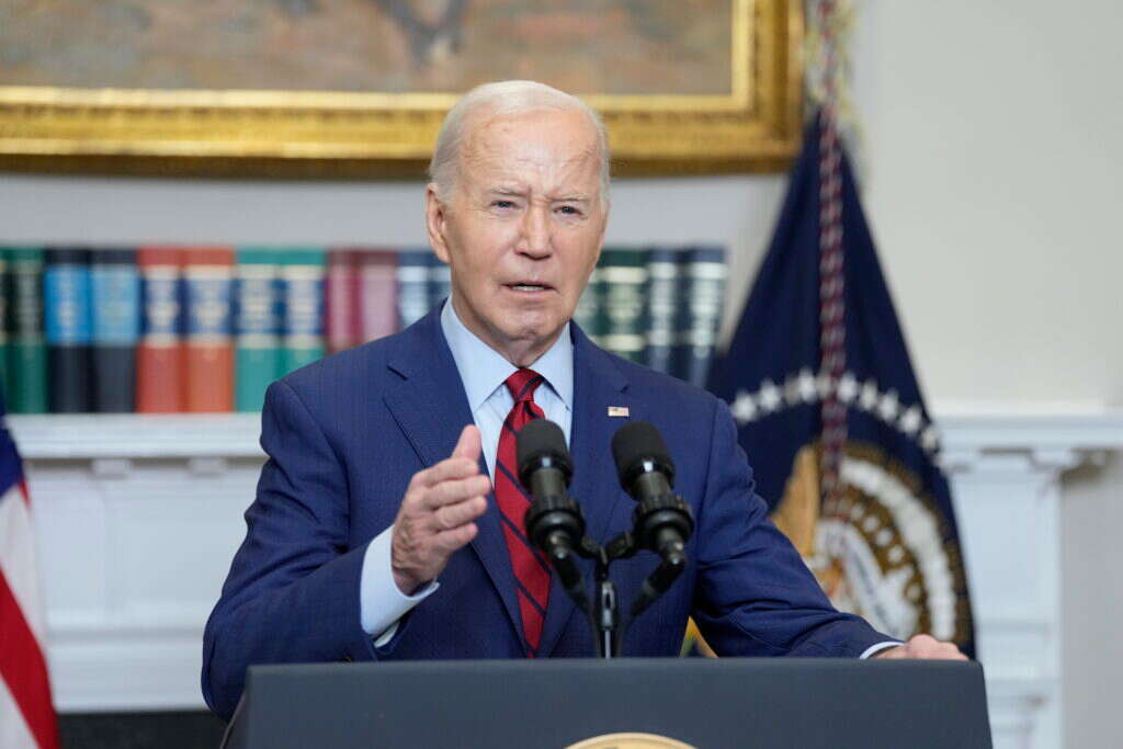 הנשיא ביידן בנאום בבית הלבן בתחילת החודש בו הצהיר שלגזענות ולאנטישמיות אין מקום בארה"ב. | EPA