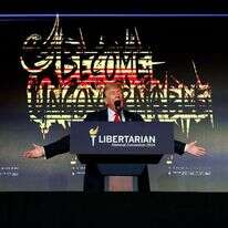 נשיא ארה"ב לשעבר דונלד טראמפ נואם בפני הוועידה הליברטריאנית. | AFP