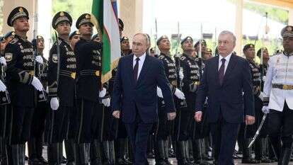 פוטין ונשיא אוזבקיסטן שבקט מירזייאיב. | AP פוטין ונשיא אוזבקיסטן שבקט מירזייאיב. | AP