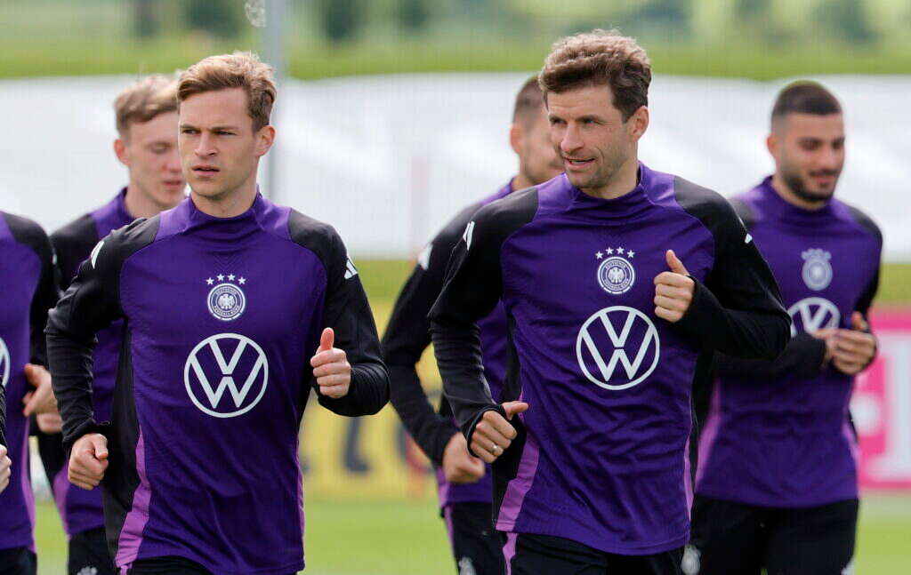 שחקני נבחרת גרמניה באימון, השבוע. | EPA/RONALD WITTEK