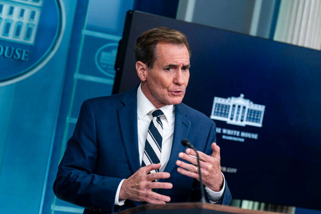 דובר הבית הלבן, ג'ון קירבי, בהצהרה לעיתונאים. | EPA דובר הבית הלבן, ג'ון קירבי, בהצהרה לעיתונאים. | EPA