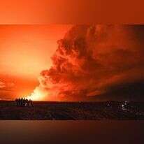 התפרצות הר הגעש באיסלנד, אתמול. | Ael Kermarec / AFP