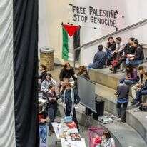 הפגנה פרו־פלסטינית באוניברסיטה בז'נבה, בתחילת החודש. | אי.פי.איי