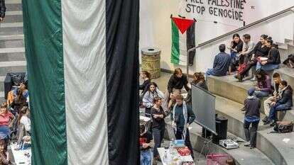 הפגנה פרו־פלסטינית באוניברסיטה בז'נבה, בתחילת החודש. | אי.פי.איי