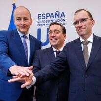 שרי החוץ של אירלנד, ספרד ונורווגיה (משמאל לימין). | EPA