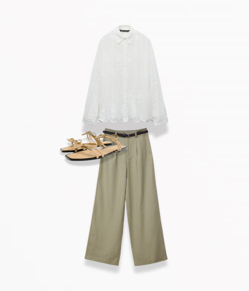 חולצה | זארה | 250 ₪ • סנדליים | זארה | 229 ₪ • מכנסיים | טרדיווריוס | 159 ₪ חולצה | זארה | 250 ₪ • סנדליים | זארה | 229 ₪ • מכנסיים | טרדיווריוס | 159 ₪