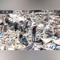 הריסות מבנה שהותקף בג'באליה, השבוע. | AFP