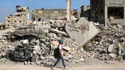 אל בורייג' לאחר תקיפות צה"ל. | AFP
