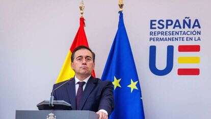 שר החוץ הספרדי, חוסה מנואל אלבארס. | EPA/OLIVIER MATTHYS