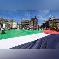 הפגנת תמיכה בחמאס ב"יום הנכבה" באמסטרדם. | אי.פי.איי