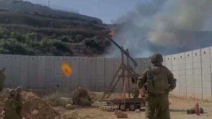 שימוש ב"טרבושה" לחישוף צמחייה בגבול לבנון. | מסך מתוך סרטון ברשת. שימוש לפי סעיף 27 א