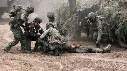 חיילים גרמנים בתרגיל המדמה מלחמה בליטא. | EPA