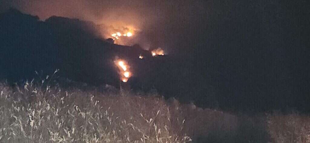 שריפה בנחל אביב שבגליל העליון, בעקבות ירי חיזבאללה. | רשות הטבע והגנים