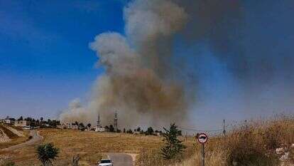 יער ביריה עולה באש, כתוצאה מירי טילי חיזבאללה. | דוד כהן, פלאש 90