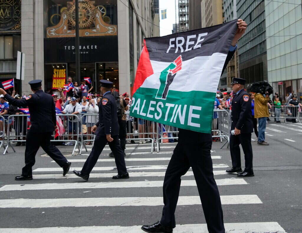 מפגין פרו-פלסטיני בניו-יורק. | EPA