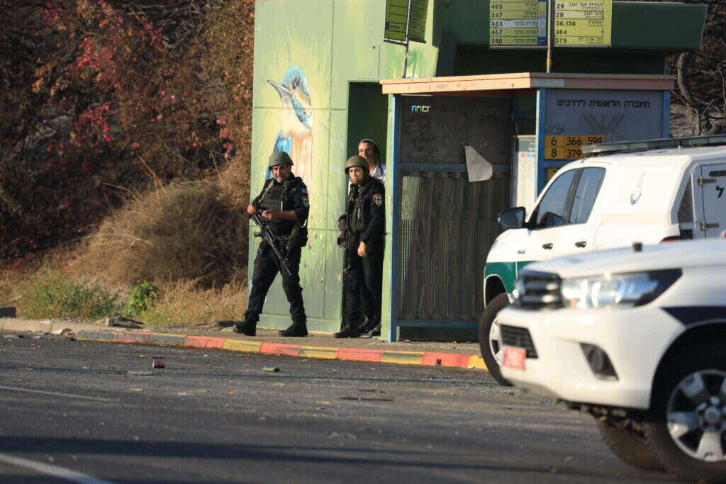 כוחות צבא בצומת שער הנגב, 12 באוקטובר. | גטי אימג'ס