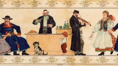 פונדק יהודי. ציור: גוסטב פילאטי, 1928