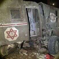 הרכב הצבאי של חיל הרפואה שנפגע ממטען בג'נין