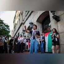 הפגנה אנטי־ישראלית באוניברסיטת קולומביה. | איי.אף.פי