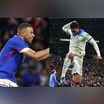 ג'וד בלינגהאם האנגלי (ימין) וקיליאן אמבפה הצרפתי. צילומים: AFP