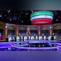 המועמדים לנשיאות איראן בפאנל בחירות. | EPA/IRIB